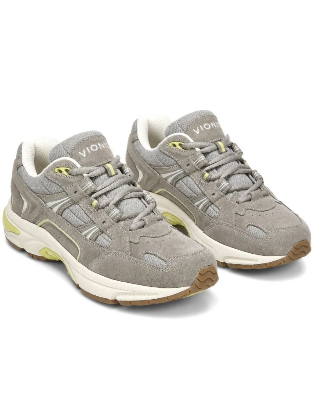 Vionic 23WALK Supportive Women 8.5 Wide Stone Gray Suede Walking Shoes Sneakers